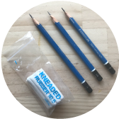 鉛筆(H~B)<br>練り消しゴム